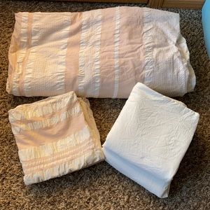 Light Pink & white striped duvet cover KING